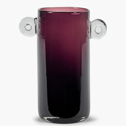 Wind and Fire Aubergine Purple Glass Vase with handles H31cm by Marie Michielssen for Serax
