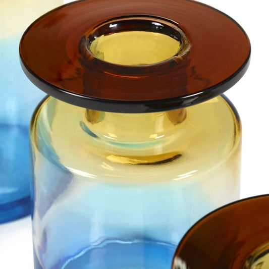 Wind and Fire Blue and Amber Glass Vase Detail by Marie Michielssen for Serax