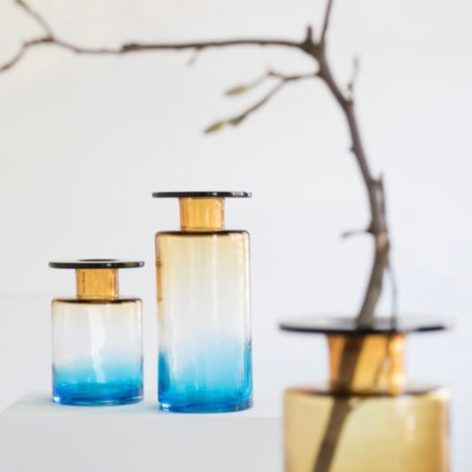 Wind and Fire Blue and Amber Glass Vases by Marie Michielssen for Serax
