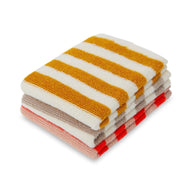 Sophie Home Striped Terry Cotton Knit Dishcloths Set of 3 Citrus, Red, Putty 24 x 24cm