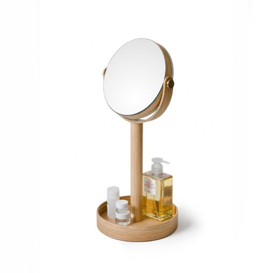 Close Up Magnifying Mirror in natural oak by Wireworks