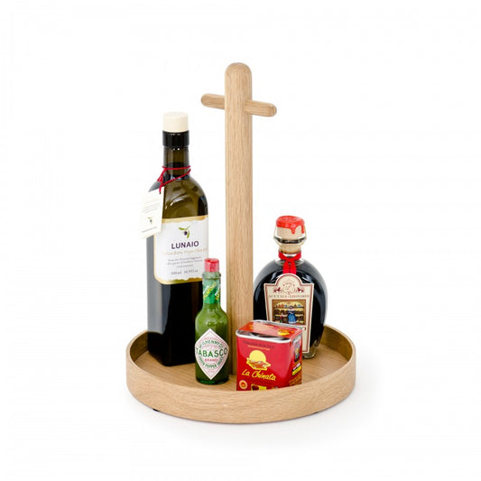 Cook House Round Condiment Tray in Natural Oak by Wireworks London